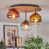 Koyoto lampa sufitowa, kula świetlna 40 cm brązowy, wygląd drewna, czarny, 3-punktowe