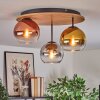 Koyoto Lampa sufitowa, Kula świetlna 40 cm Brązowy, Wygląd drewna, Czarny, 3-punktowe