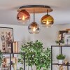 Koyoto Lampa sufitowa, Kula świetlna 40 cm Brązowy, Wygląd drewna, Czarny, 3-punktowe