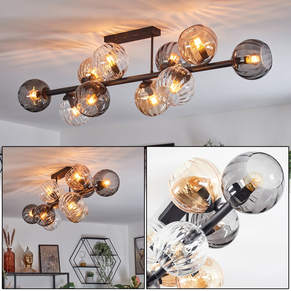Koyoto Lampa sufitowa, Kula świetlna W kolorze bursztynu, Przezroczysty, Przydymiony, 10-punktowe main product photo