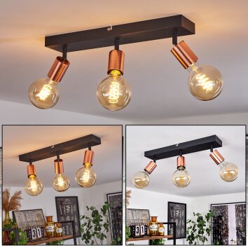 Tulla Lampa Sufitowa Miedź, Czarny, 3-punktowe