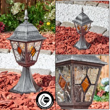 Naofe słupek ogrodowy niski, słupek ogrodowy czarny, srebrny, 1-punktowy