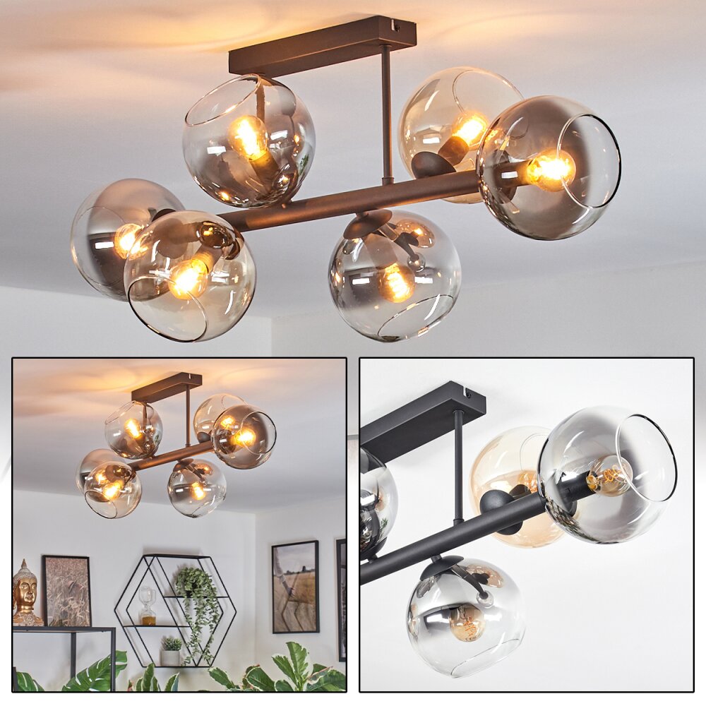 Koyoto Lampa sufitowa, Kula świetlna W kolorze bursztynu, Przezroczysty, Przydymiony, 6-punktowe main product photo