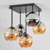 Koyoto lampa sufitowa, kula świetlna bursztynowy, chrom, przydymiony, 5-punktowe