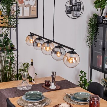 Gastor lampa wisząca, kula świetlna, lampa wisząca bursztynowy, przezroczysty, przydymiony, 5-punktowe