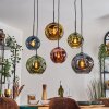 Ripoll lampa wisząca, kula świetlna, lampa wisząca niebeieski, złoty, zielony, miedziany, 6-punktowe