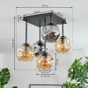 Ripoll lampa sufitowa, kula świetlna bursztynowy, przezroczysty, przydymiony, 5-punktowe