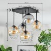Koyoto lampa sufitowa, kula świetlna 37 cm bursztynowy, przezroczysty, przydymiony, 5-punktowe