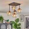 Koyoto lampa sufitowa, kula świetlna 37 cm bursztynowy, przezroczysty, przydymiony, 5-punktowe