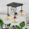 Koyoto lampa sufitowa, kula świetlna 37 cm bursztynowy, przezroczysty, przydymiony, 5-punktowe
