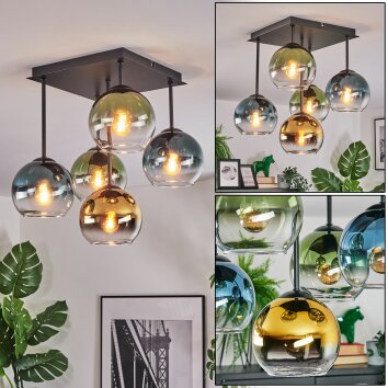 Koyoto Lampa sufitowa, Kula świetlna Niebeieski, Złoty, Zielony, Przezroczysty, 5-punktowe Koyoto Lampa sufitowa, Kula świetlna Niebeieski, Złoty, Zielony, Przezroczysty, 5-punktowe
