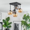Koyoto lampa sufitowa, kula świetlna 37 cm bursztynowy, przydymiony, 5-punktowe