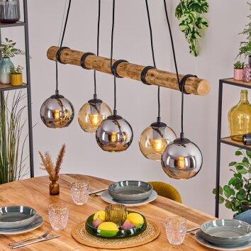 Koyoto Lampa wisząca, Kula świetlna, Lampa wisząca Ecru, Czarny, 5-punktowe Koyoto Lampa wisząca, Kula świetlna, Lampa wisząca Ecru, Czarny, 5-punktowe