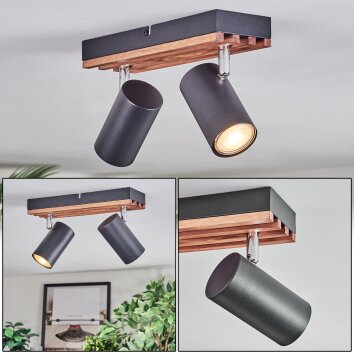 Orlan lampa sufitowa, spot sufitowy chrom, kolory naturalne, czarny, 2-punktowe