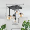 Koyoto lampa sufitowa, kula świetlna bursztynowy, chrom, przezroczysty, przydymiony, 5-punktowe