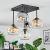 Koyoto lampa sufitowa, kula świetlna bursztynowy, chrom, przezroczysty, przydymiony, 5-punktowe