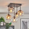 Koyoto Lampa sufitowa, Kula świetlna W kolorze bursztynu, Chrom, Przezroczysty, Przydymiony, 5-punktowe