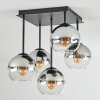 Koyoto lampa sufitowa, kula świetlna chrom, przezroczysty, przydymiony, 5-punktowe