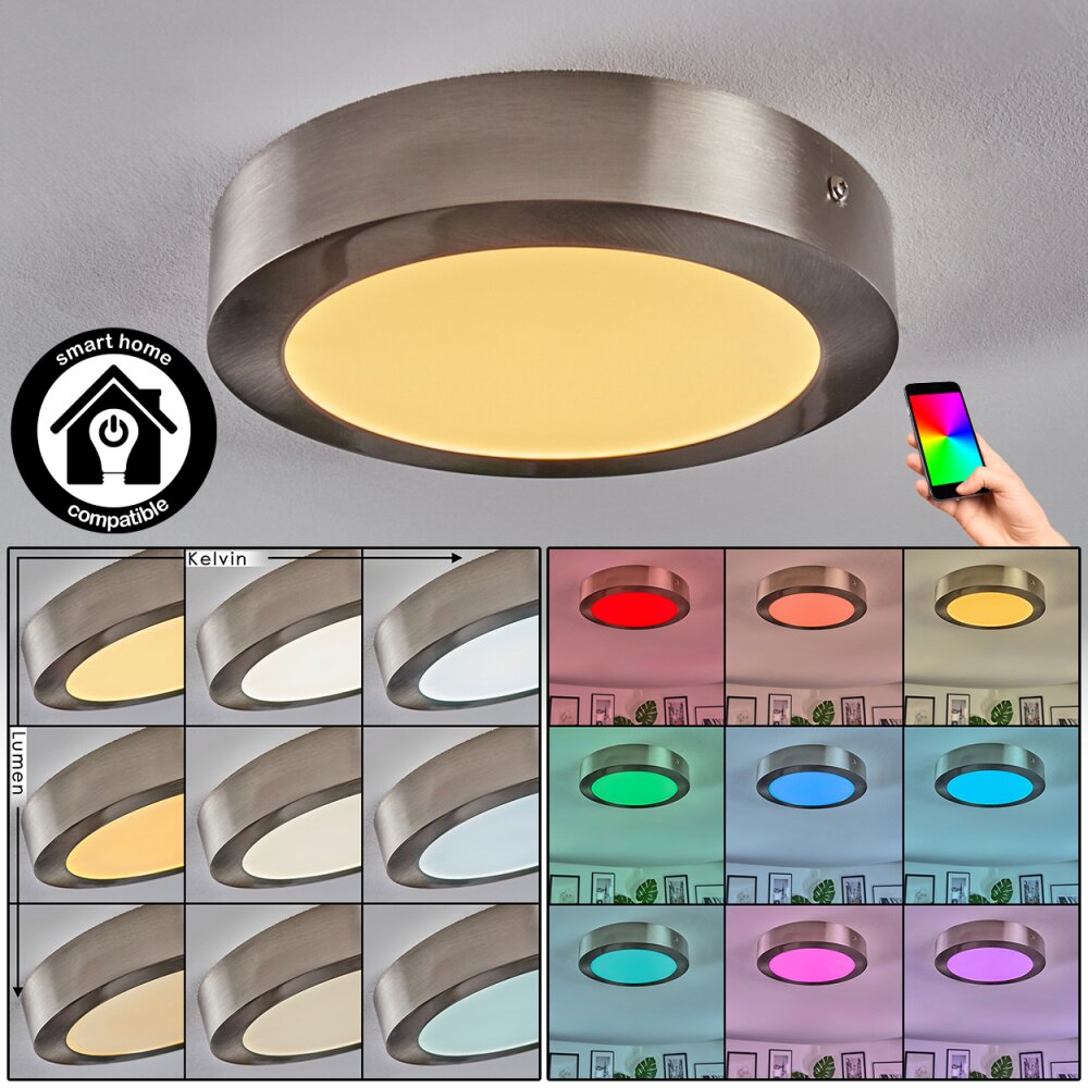 Omaro Lampa sufitowa, Panel LED Nikiel matowy, 1-punktowy main product photo