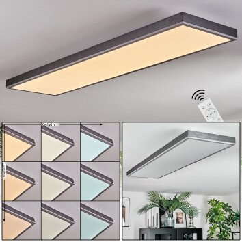 Salmi Lampa sufitowa, Panel LED Szary, Srebrny, 1-punktowy, Zdalne sterowanie