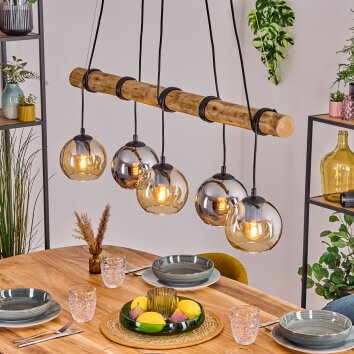 Koyoto lampa wisząca, kula świetlna, lampa wisząca kolory naturalne, czarny, 5-punktowe