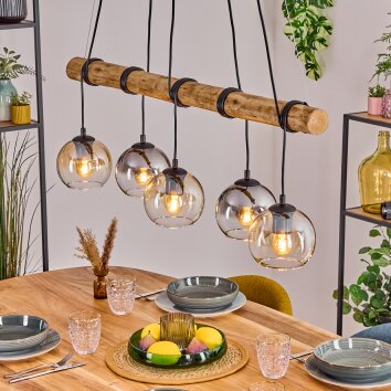 Koyoto Lampa wisząca, Kula świetlna, Lampa wisząca Ecru, Czarny, 5-punktowe Koyoto Lampa wisząca, Kula świetlna, Lampa wisząca Ecru, Czarny, 5-punktowe