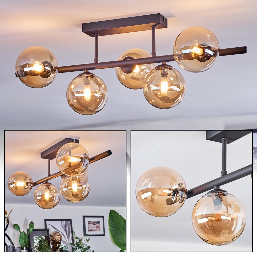 Chehalis Lampa sufitowa, Kula świetlna W kolorze bursztynu, 5-punktowe main product photo