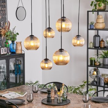 Koyoto lampa wisząca, kula świetlna, lampa wisząca bursztynowy, 6-punktowe