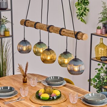 Koyoto Lampa wisząca, Kula świetlna, Lampa wisząca Ecru, Czarny, 5-punktowe Koyoto Lampa wisząca, Kula świetlna, Lampa wisząca Ecru, Czarny, 5-punktowe