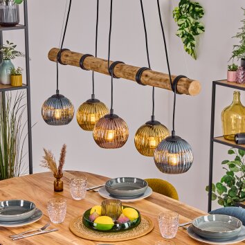 Koyoto lampa wisząca, kula świetlna, lampa wisząca kolory naturalne, czarny, 5-punktowe