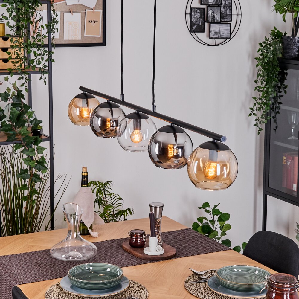 Koyoto Lampa wisząca, Kula świetlna, Lampa wisząca W kolorze bursztynu, Chrom, Przezroczysty, Przydymiony, 5-punktowe main product photo