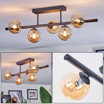 Chehalis Lampa sufitowa, Kula świetlna W kolorze bursztynu, 5-punktowe