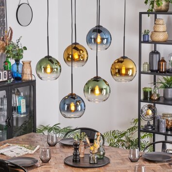 Koyoto Lampa wisząca, Kula świetlna, Lampa wisząca Niebeieski, Złoty, Zielony, Przezroczysty, 6-punktowe