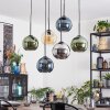 Koyoto lampa wisząca, kula świetlna, lampa wisząca bursztynowy, niebeieski, chrom, zielony, przydymiony, 6-punktowe