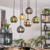 Koyoto lampa wisząca, kula świetlna, lampa wisząca bursztynowy, niebeieski, chrom, zielony, przydymiony, 6-punktowe