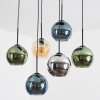 Koyoto lampa wisząca, kula świetlna, lampa wisząca bursztynowy, niebeieski, chrom, zielony, przydymiony, 6-punktowe