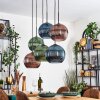 Koyoto lampa wisząca, kula świetlna, lampa wisząca niebeieski, zielony, miedziany, 6-punktowe