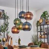 Koyoto lampa wisząca, kula świetlna, lampa wisząca niebeieski, zielony, miedziany, 6-punktowe