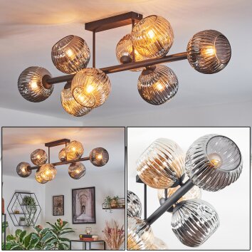Ripoll lampa sufitowa, kula świetlna bursztynowy, przydymiony, 8-punktowe