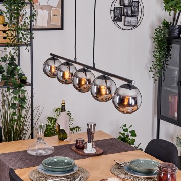 Gastor Lampa wisząca, Kula świetlna, Lampa wisząca Chrom, Przydymiony, 5-punktowe Gastor Lampa wisząca, Kula świetlna, Lampa wisząca Chrom, Przydymiony, 5-punktowe