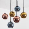 Koyoto lampa wisząca, kula świetlna, lampa wisząca niebeieski, złoty, miedziany, 6-punktowe