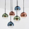 Koyoto lampa wisząca, kula świetlna, lampa wisząca niebeieski, zielony, przezroczysty, miedziany, 6-punktowe