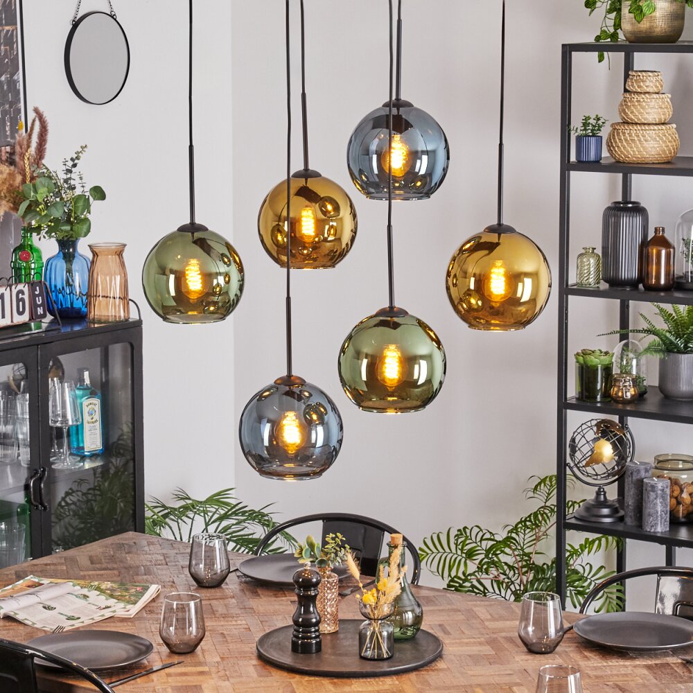 Koyoto Lampa wisząca, Kula świetlna, Lampa wisząca Niebeieski, Złoty, Zielony, 6-punktowe main product photo