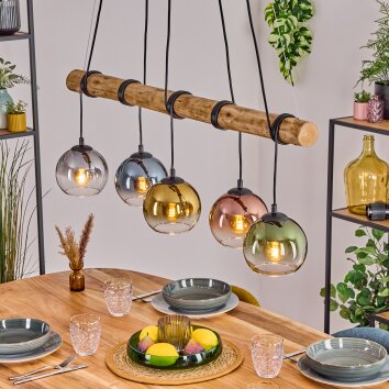 Koyoto lampa wisząca, kula świetlna, lampa wisząca kolory naturalne, czarny, 5-punktowe