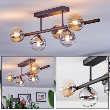 Chehalis Lampa sufitowa, Kula świetlna W kolorze bursztynu, Przezroczysty, Przydymiony, 5-punktowe Chehalis Lampa sufitowa, Kula świetlna W kolorze bursztynu, Przezroczysty, Przydymiony, 5-punktowe