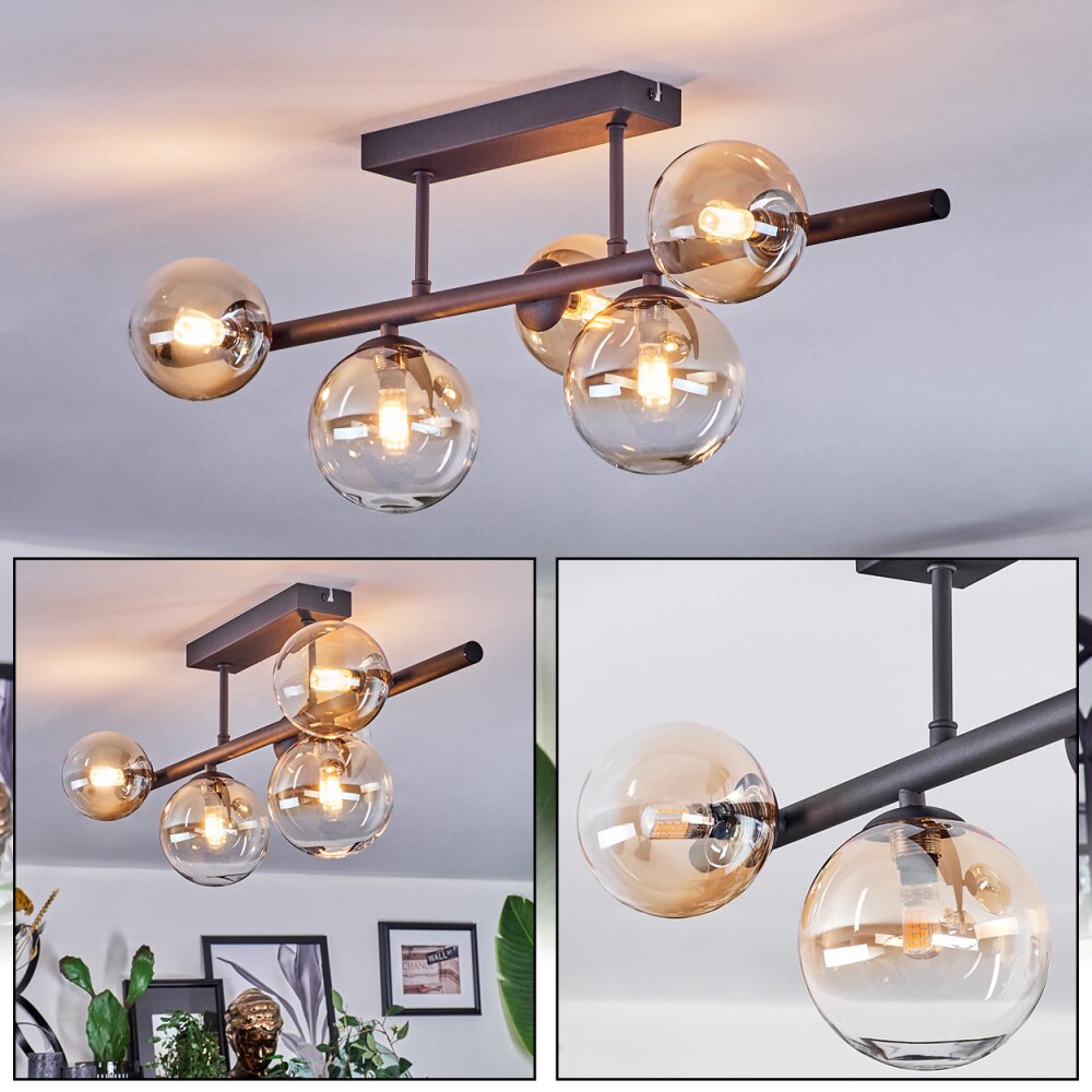 Chehalis Lampa sufitowa, Kula świetlna W kolorze bursztynu, Przezroczysty, 5-punktowe main product photo