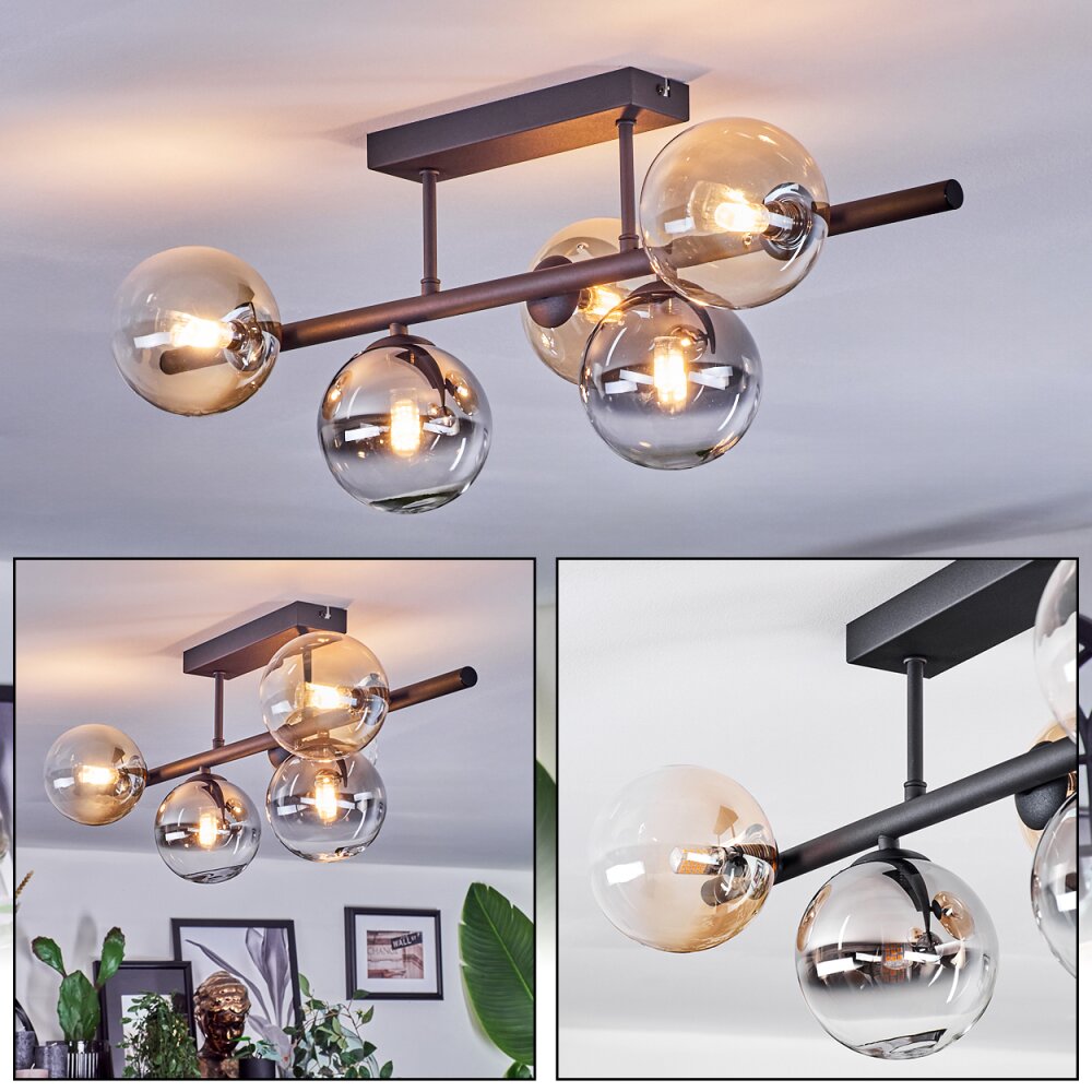 Chehalis Lampa sufitowa, Kula świetlna W kolorze bursztynu, Przezroczysty, Przydymiony, 5-punktowe main product photo
