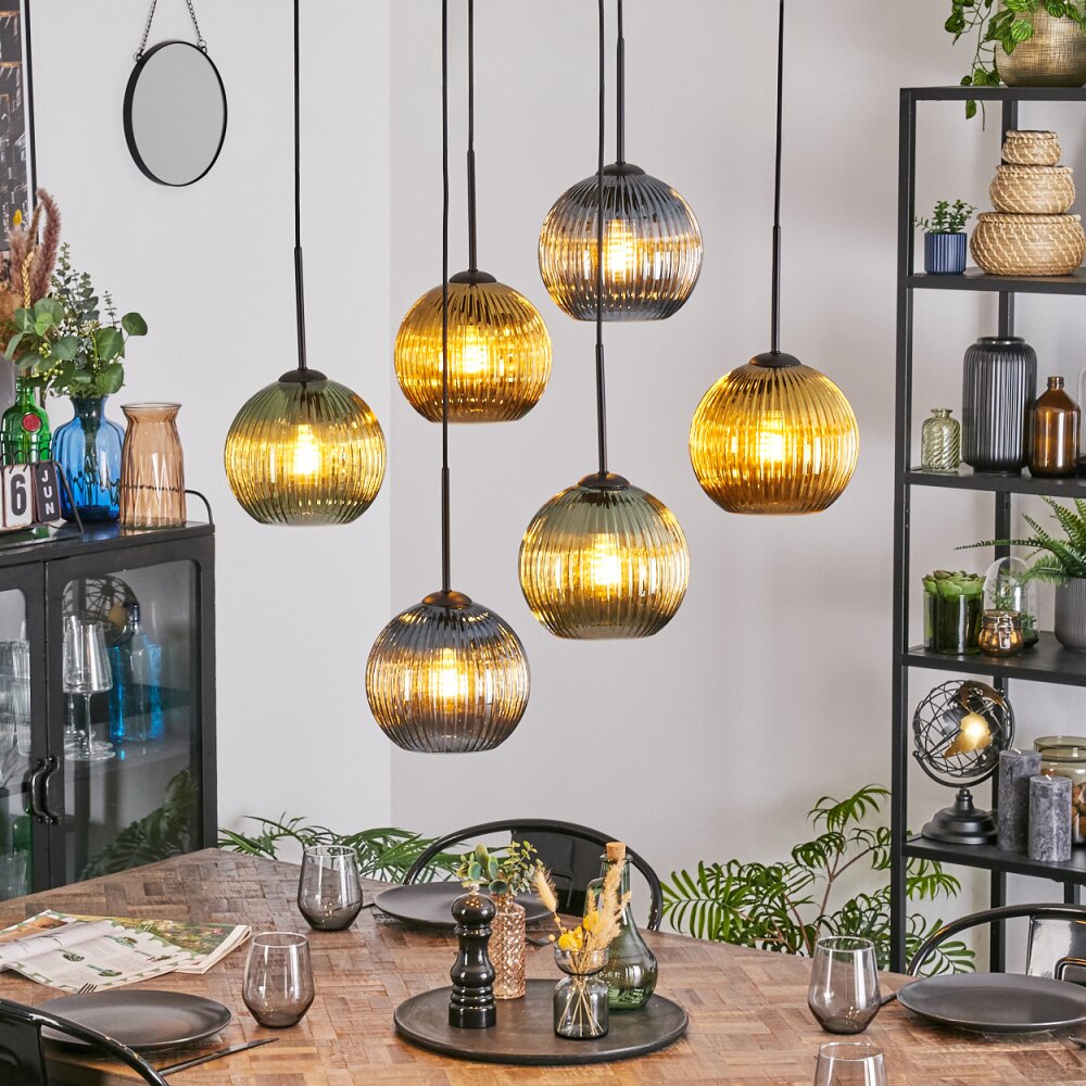 Koyoto Lampa wisząca, Kula świetlna, Lampa wisząca Niebeieski, Złoty, Zielony, 6-punktowe main product photo