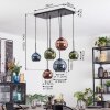 Koyoto lampa wisząca, kula świetlna, lampa wisząca niebeieski, zielony, miedziany, 6-punktowe