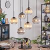 Koyoto lampa wisząca, kula świetlna, lampa wisząca bursztynowy, przezroczysty, przydymiony, 6-punktowe